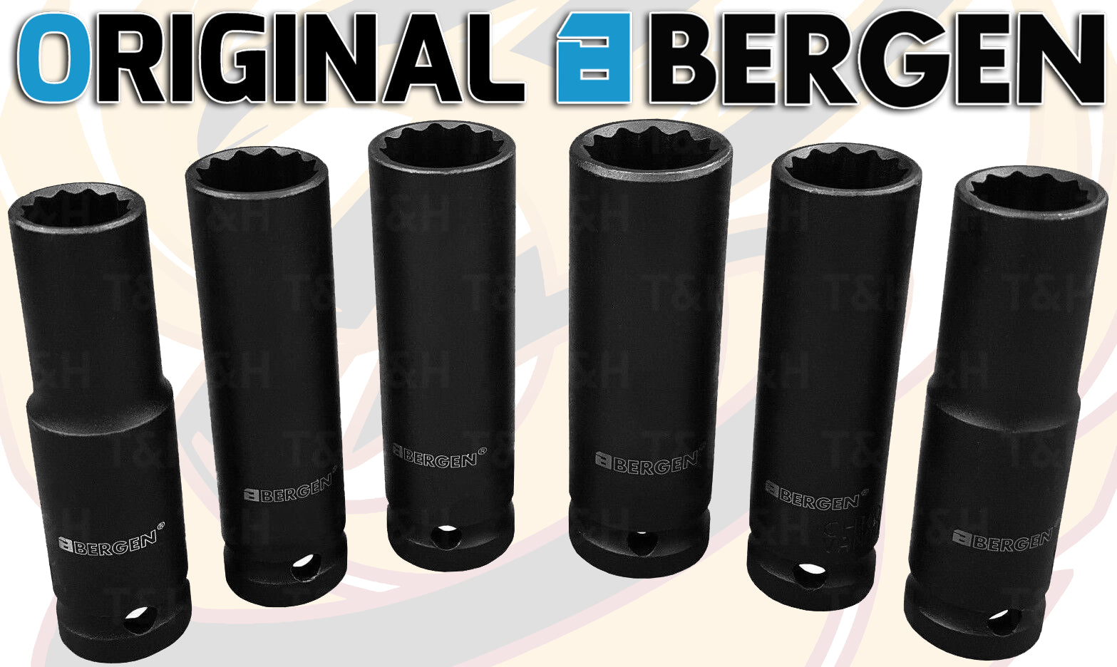 BERGEN 13PCS 1/2" DRIVE 12 POINT DEEP IMPACT SOCKETS 13MM - 32MM