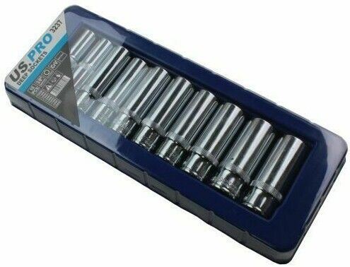 US Pro 10 Piece 3/8" Drive Deep Sockets 10mm - 19mm 3237