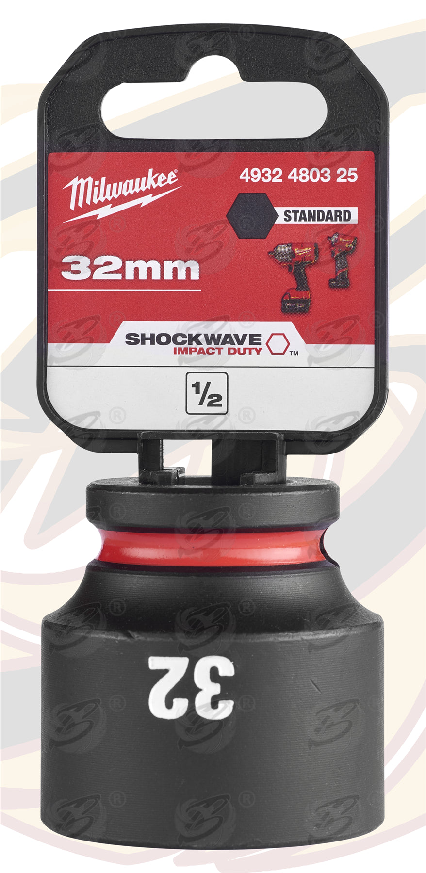 MILWAUKEE 32MM 1/2" DRIVE 6 POINT SHALLOW IMPACT SOCKET ( SINGLE )