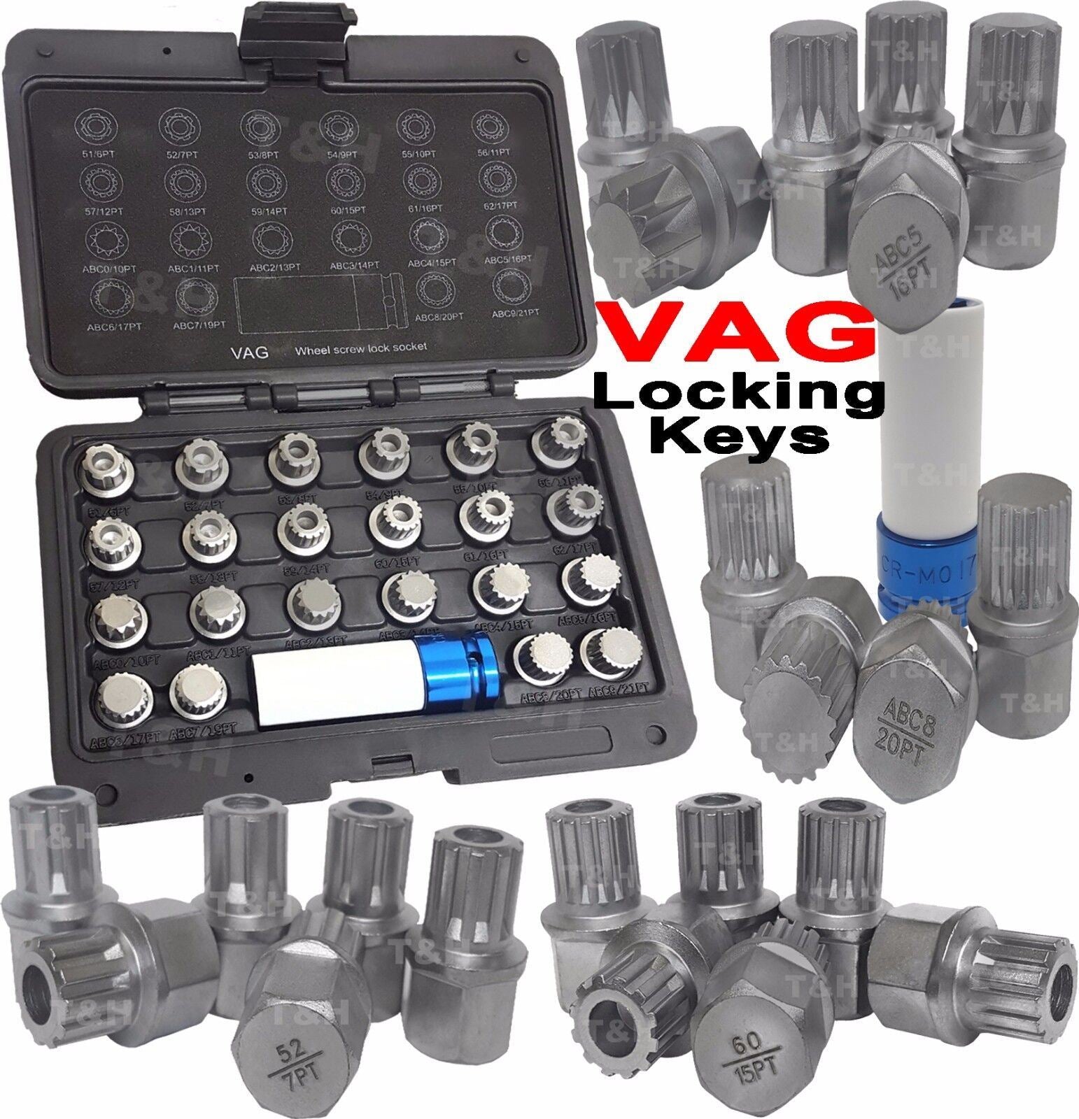 US Pro 23 Piece Vag Locking Wheel Nut Set 3457