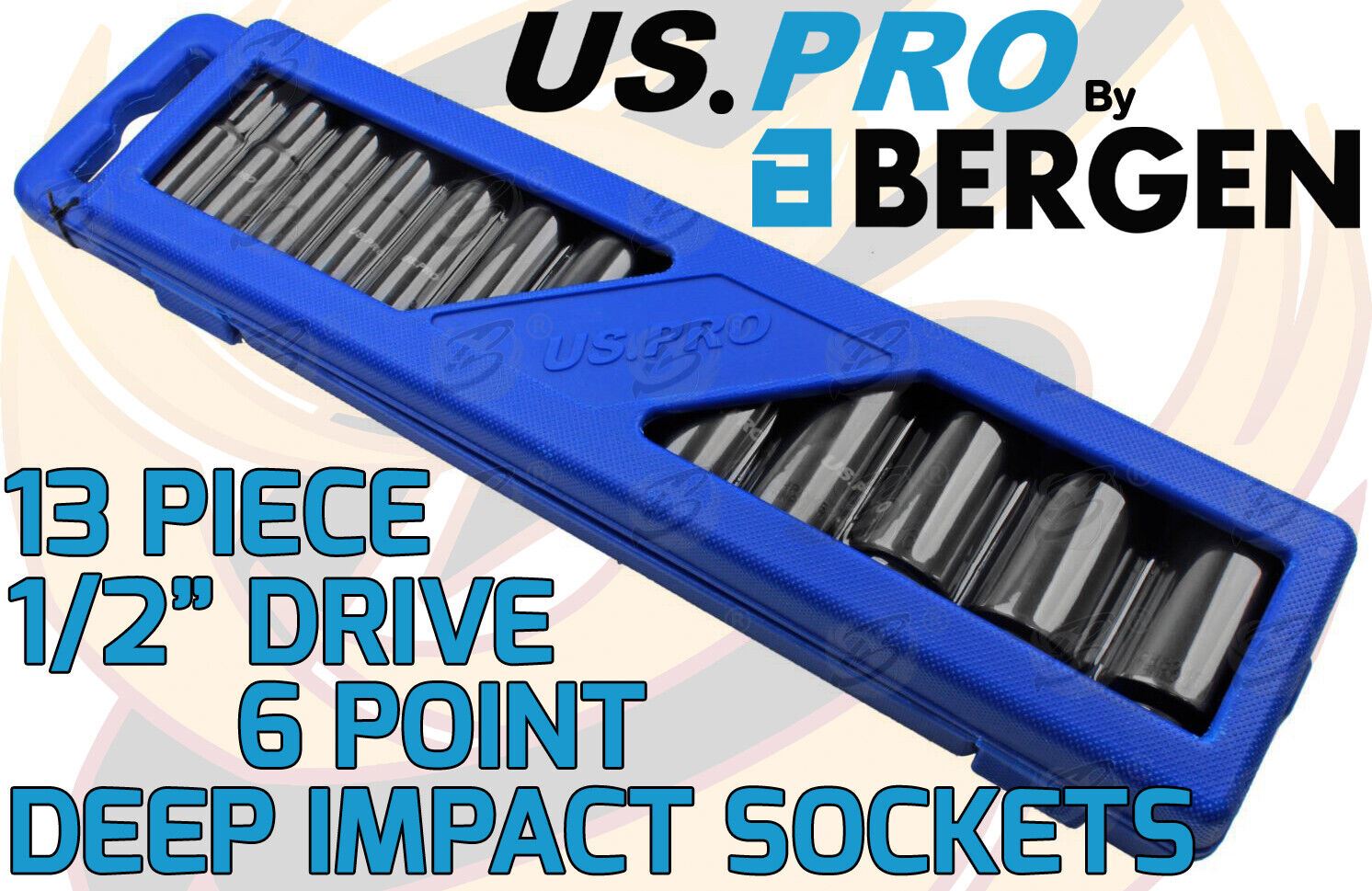 US Pro 13 Piece 1/2" Drive 6 Point Sae Deep Impact Sockets 7/16" - 1 1/4" 3424
