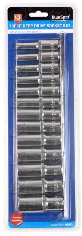 BLUESPOT 17PCS 3/8" DRIVE 6 POINT DEEP SOCKET SET 6MM - 19MM
