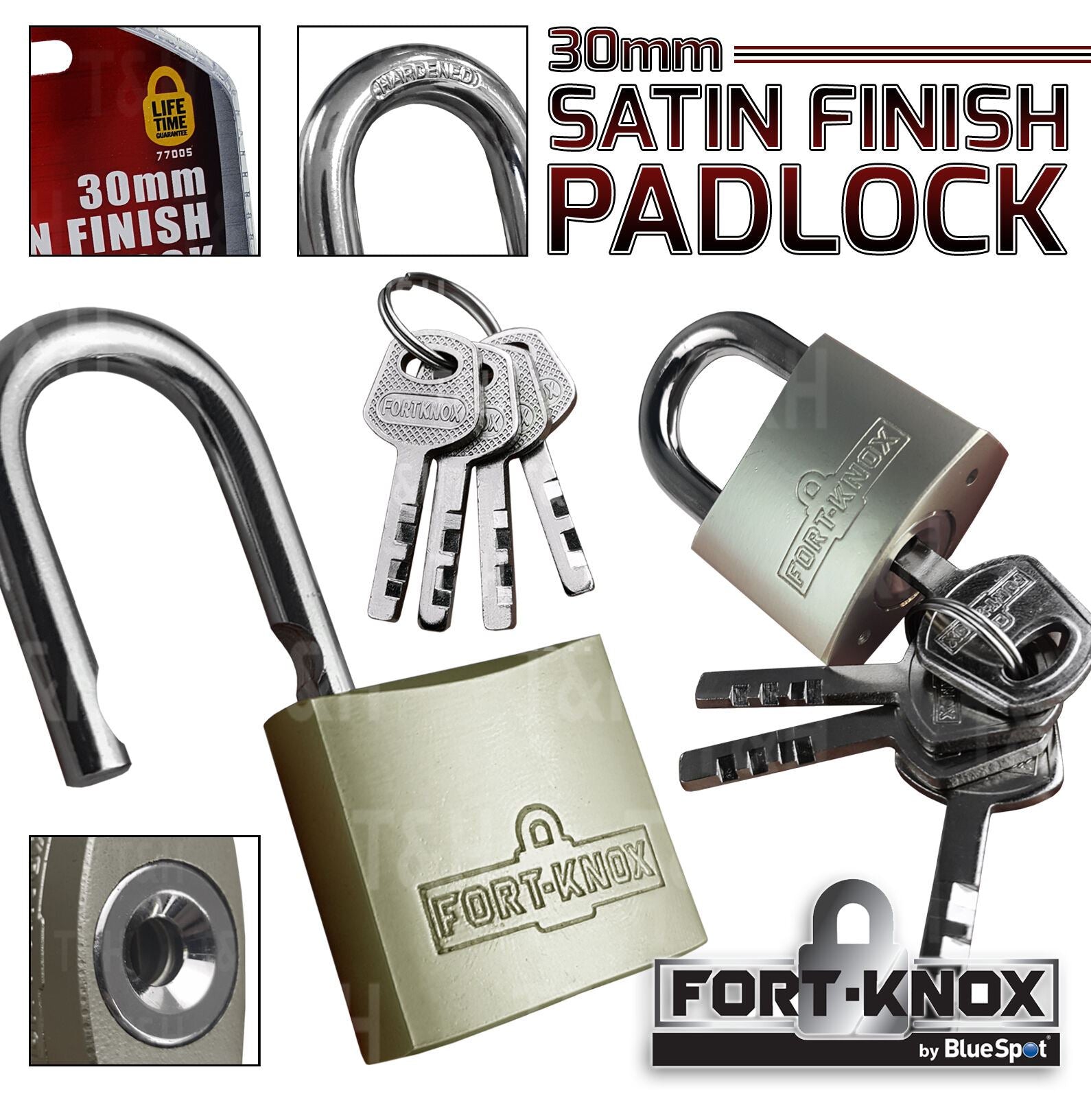 BlueSpot 30mm Satin Finish Padlock 77005