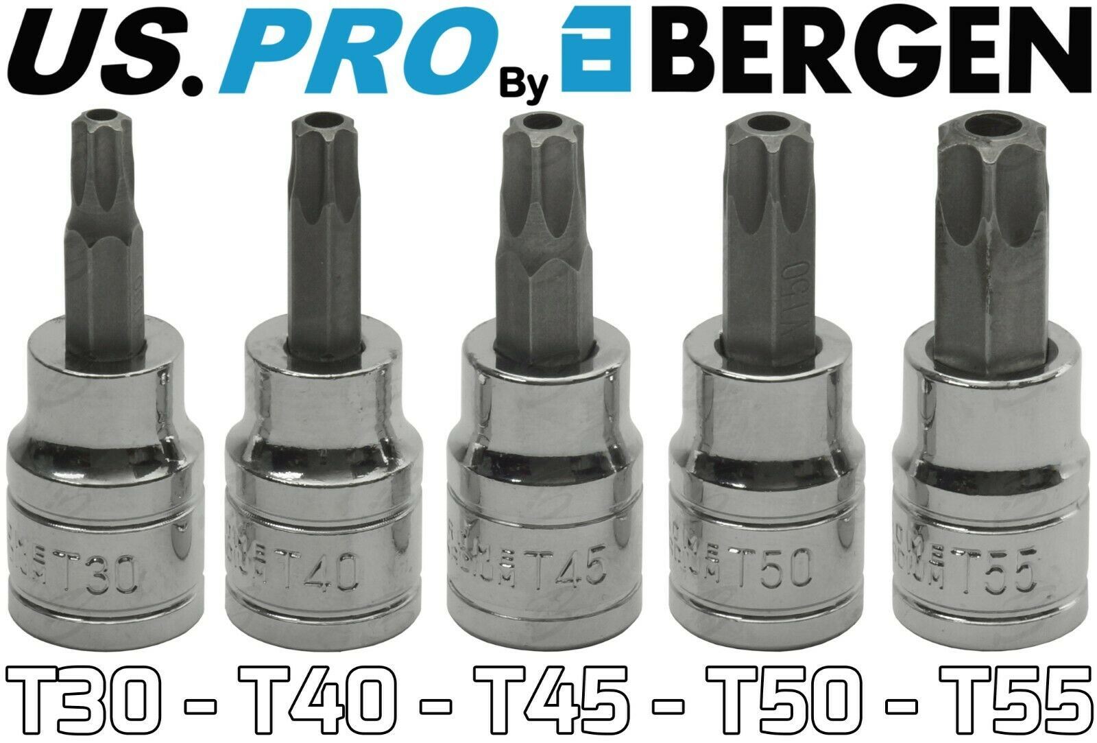 US PRO 10PCS 3/8" DRIVE TAMPERPROOF TORX BIT SOCKETS T10 - T55