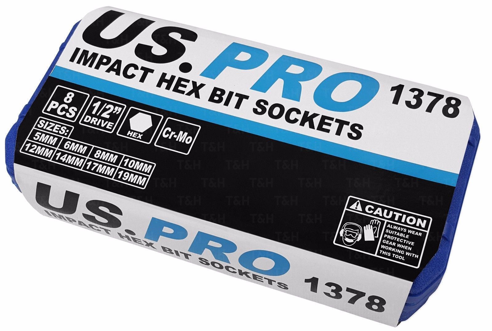 US Pro 8 Piece 1/2" Drive Impact Hex Bit Socket Set H5 - H19 1378