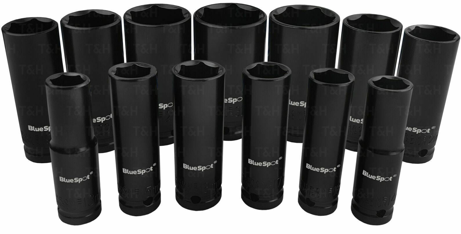 BLUESPOT 1/2" DRIVE 24" LONG BREAKER BAR & 13PCS 6 POINT DEEP IMPACT SOCKETS 13MM - 32MM