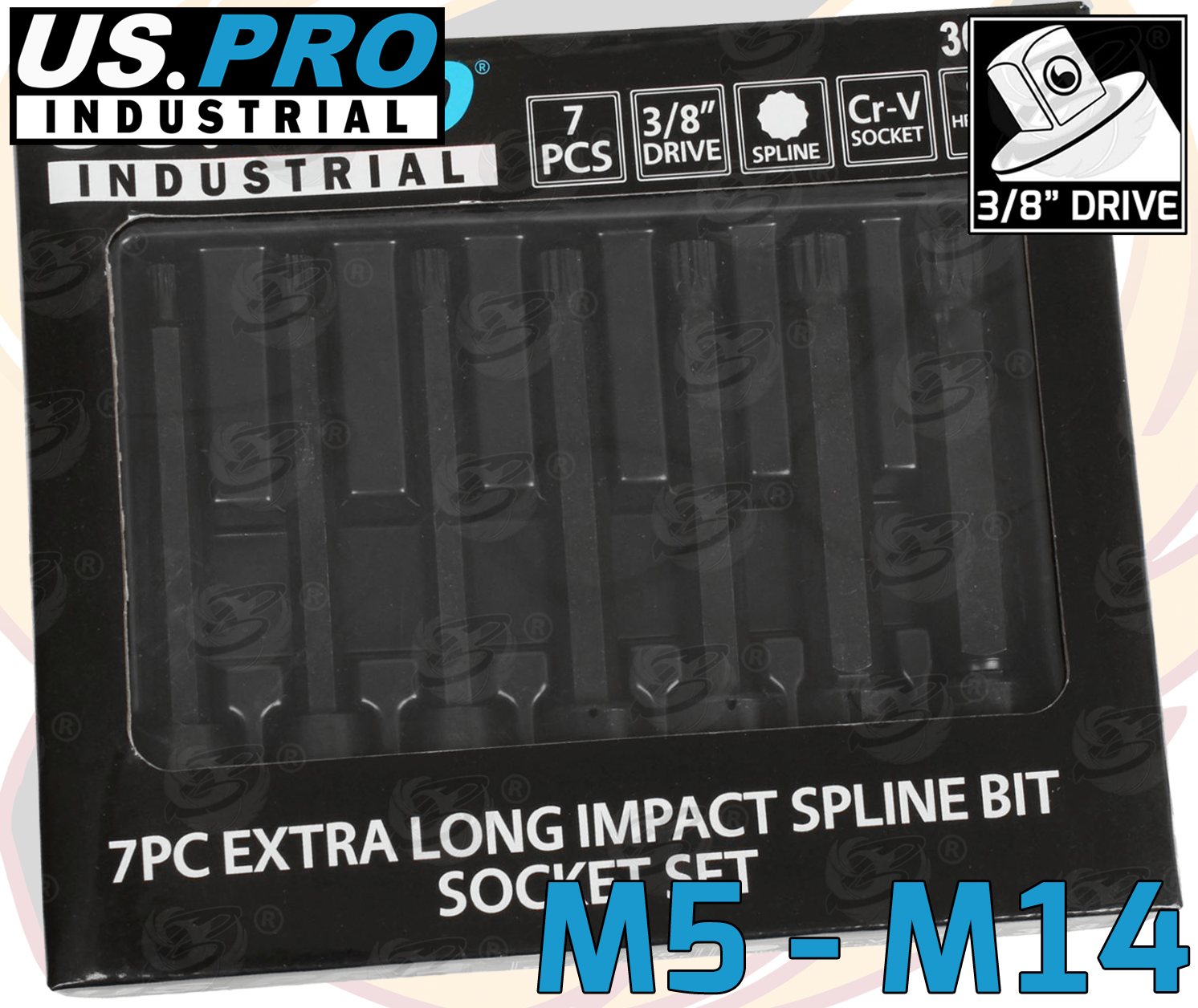 US PRO 25PCS 3/8" DRIVE EXTRA LONG IMPACT HEX - TORX - SPLINE BIT SOCKETS