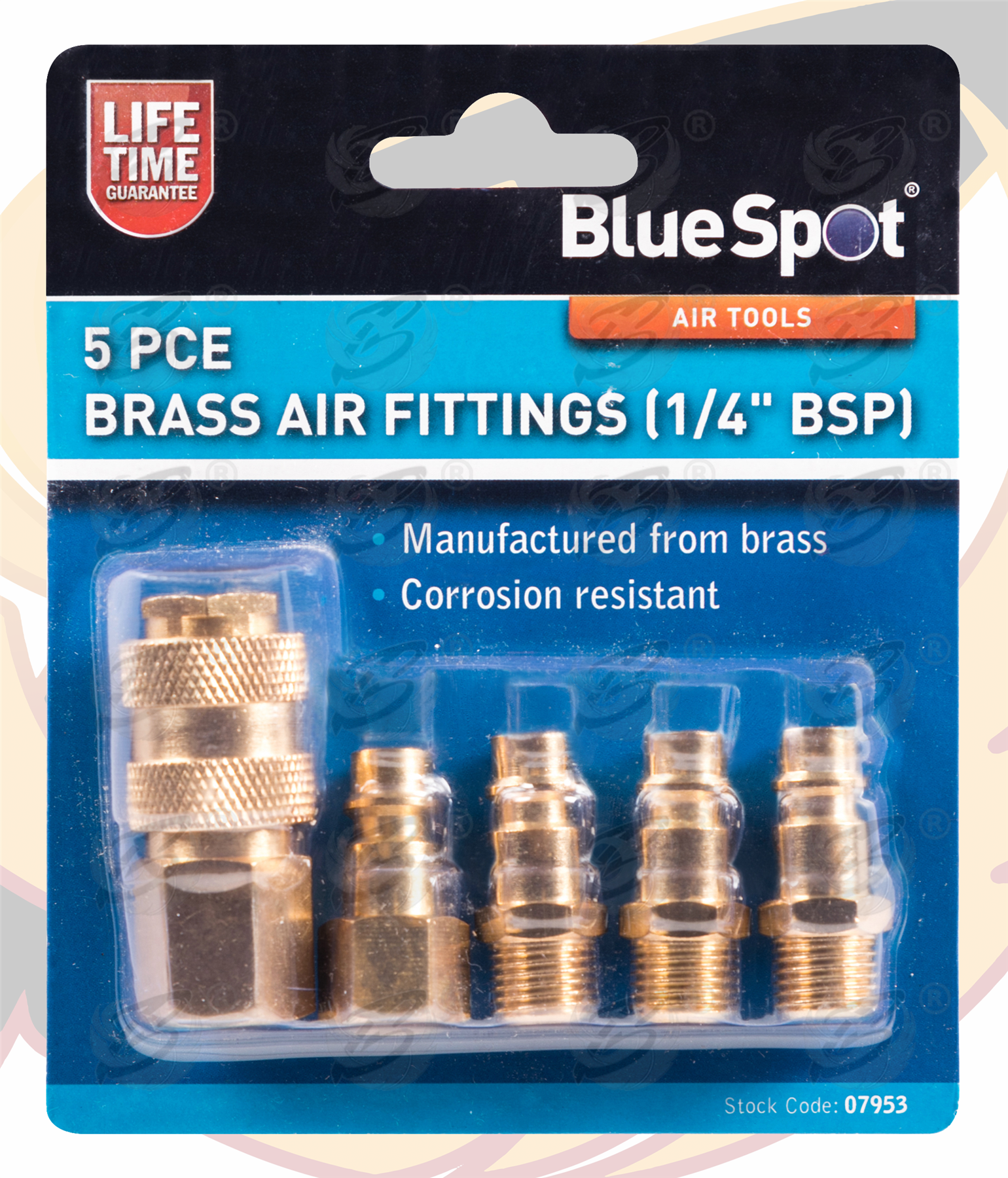 BlueSpot 5 Piece Bsp Brass Euro Air Fittings ( 07953 )