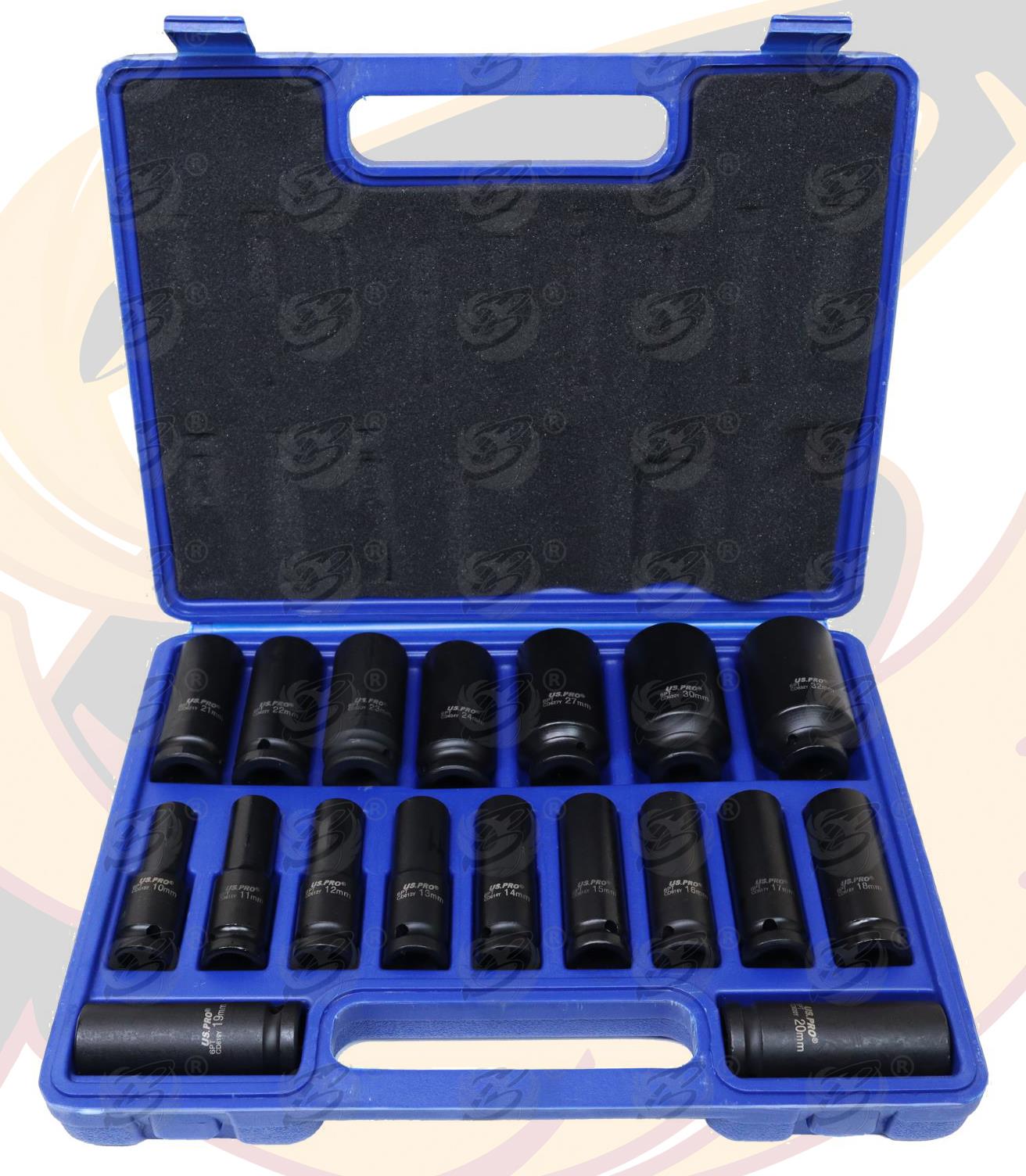 US Pro 18 Piece 1/2" Drive 6 Point Deep Impact Sockets 10mm - 32mm ( 3923 )