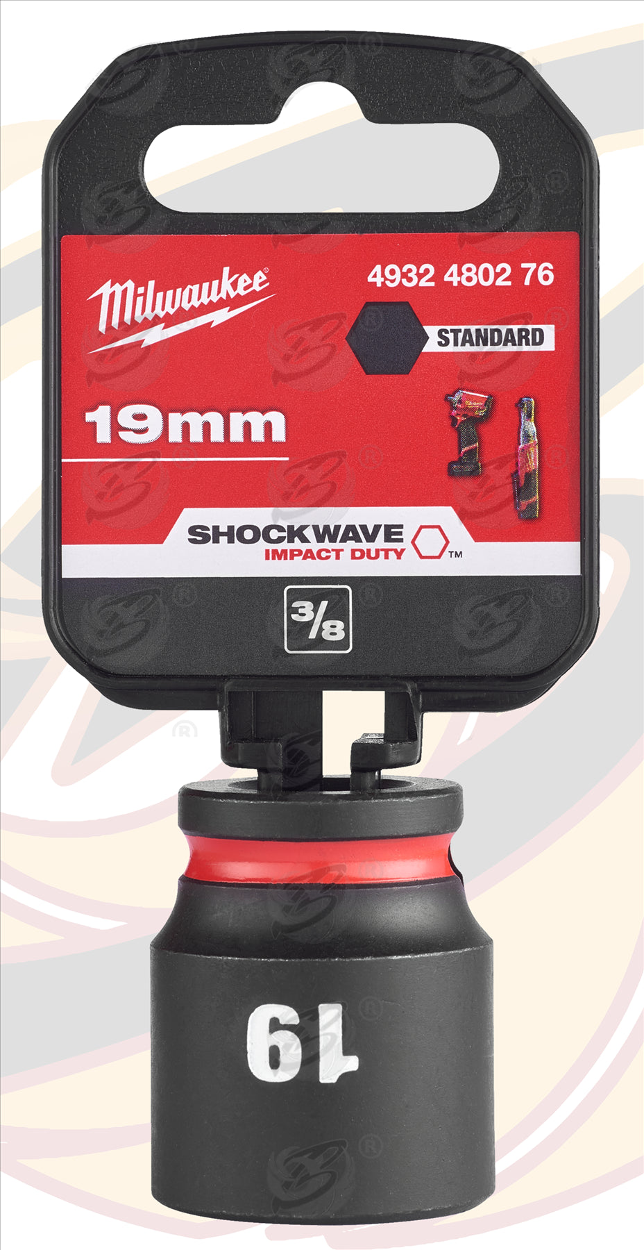 MILWAUKEE 19MM 3/8" DRIVE 6 POINT SHALLOW IMPACT SOCKET ( SINGLE )