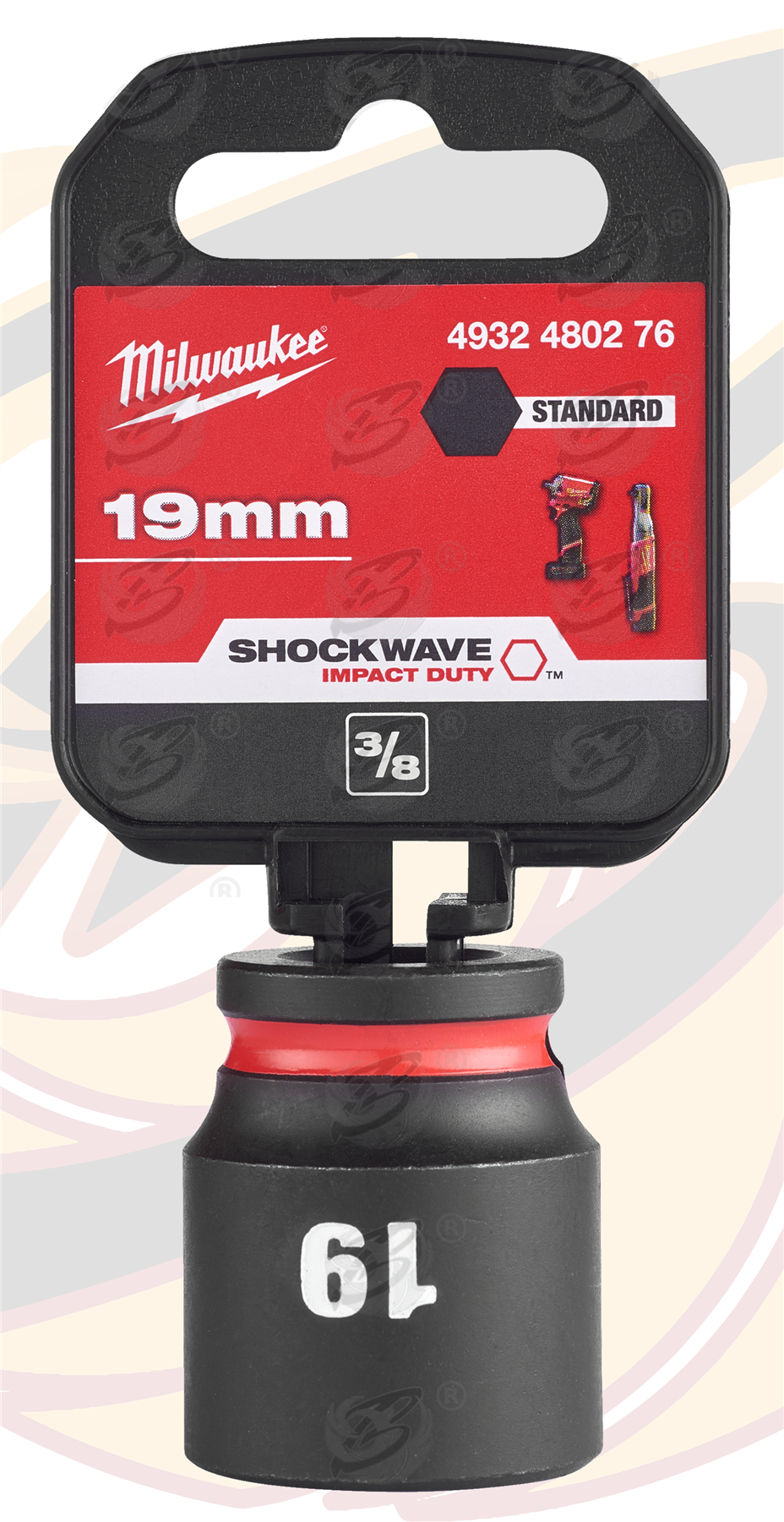 Milwaukee 19mm 3/8" Drive 6 Point Shallow Impact Socket ( Single ) ( 4932480276 )