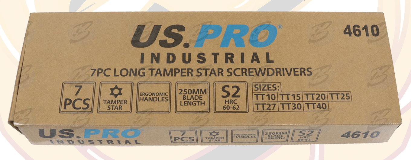 US Pro Industrial 7 Piece Magnetic Tamperproof Torx Screwdrivers T10 - T40 4610