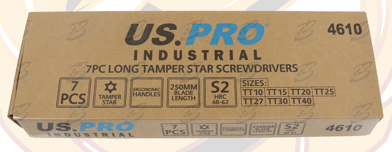 US PRO INDUSTRIAL 7PCS MAGNETIC TAMPERPROOF TORX SCREWDRIVERS T10 - T40