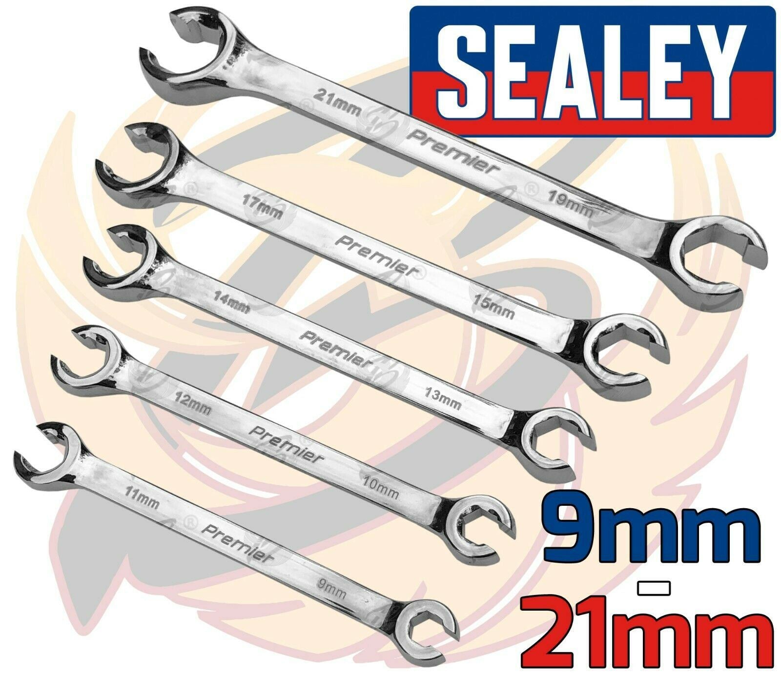 SEALEY 5PCS 6 POINT FLARE NUT SPANNERS 9MM - 21MM