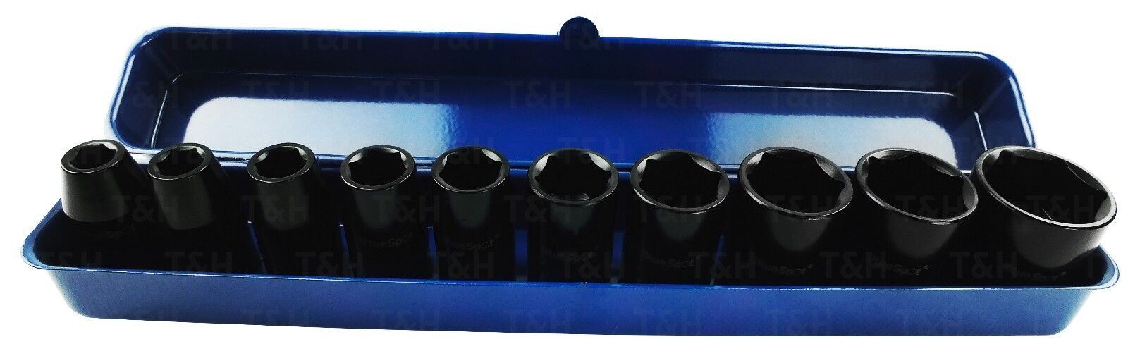 BlueSpot 10 Piece 1/2" Drive 6 Point Shallow Impact Sockets 9mm - 27mm 01537