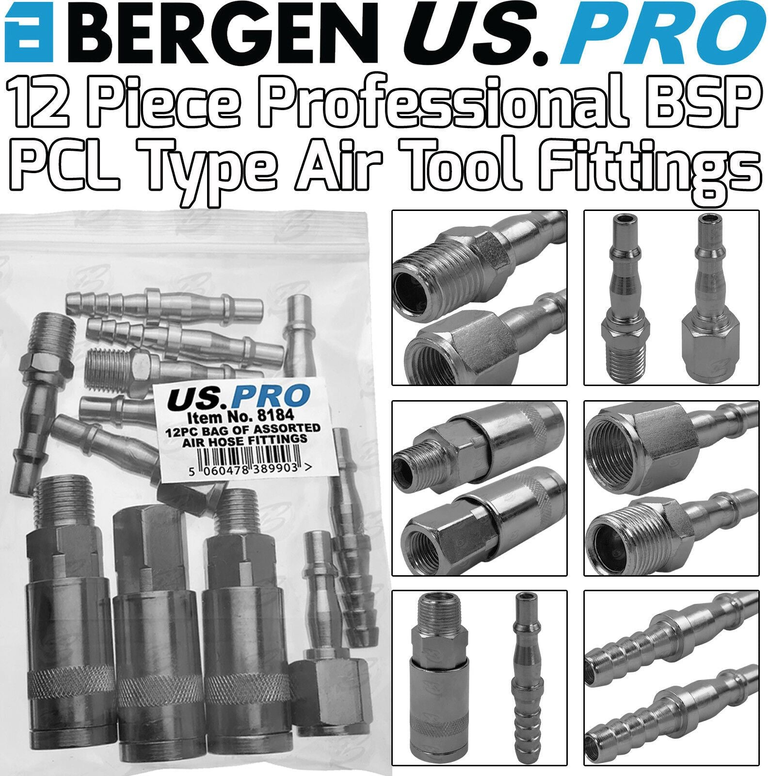 US PRO 12PCS AIR LINE FITTINGS