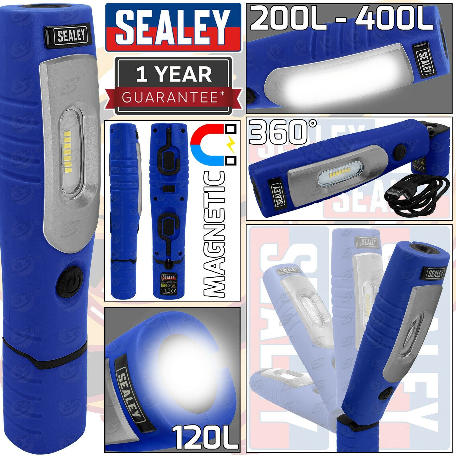 SEALEY RECHARGEABLE SMD LED LI - ION WORK LIGHT ( BLUE )
