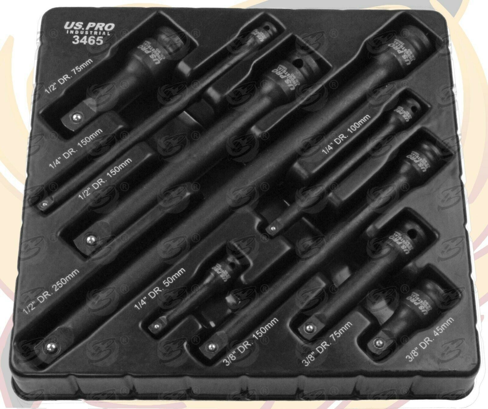 US PRO INDUSTRIAL 9PCS 1/4" & 3/8" & 1/2" DRIVE IMPACT EXTENSION BARS