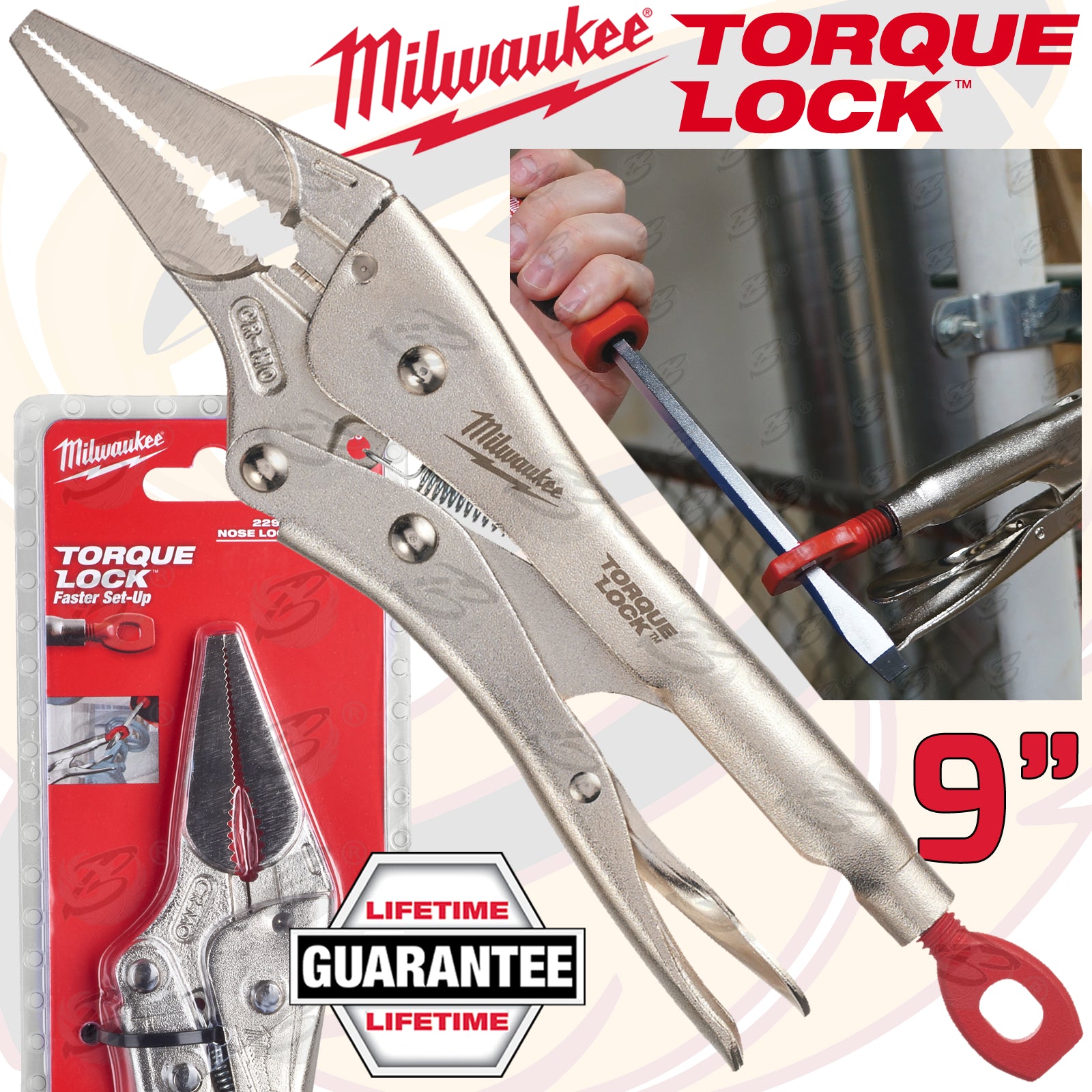 MILWAUKEE 9" LONG NOSE TORQUE LOCK LOCKING PLIERS