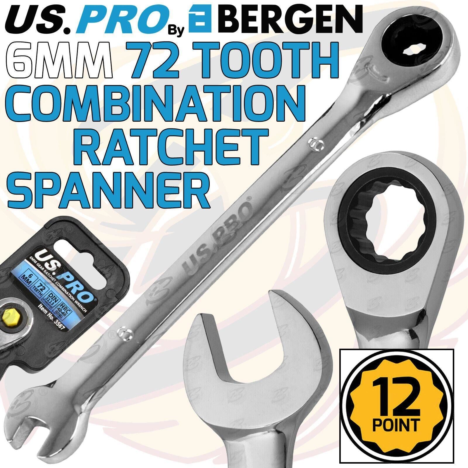 US Pro 6mm 72 Tooth Ratchet Spanner 3567