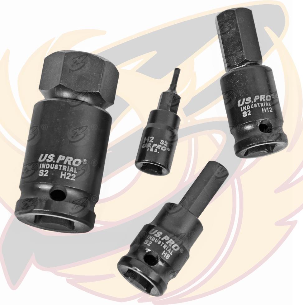 US PRO INDUSTRIAL 1/4" & 3/8" & 1/2" DRIVE IMPACT HEX BIT SOCKETS H2 - H22