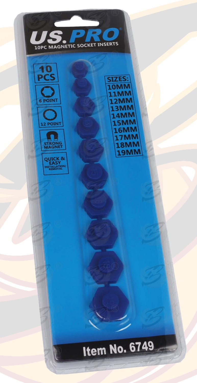 US Pro 10 Piece Magnetic Socket Inserts 10mm - 19mm 6749