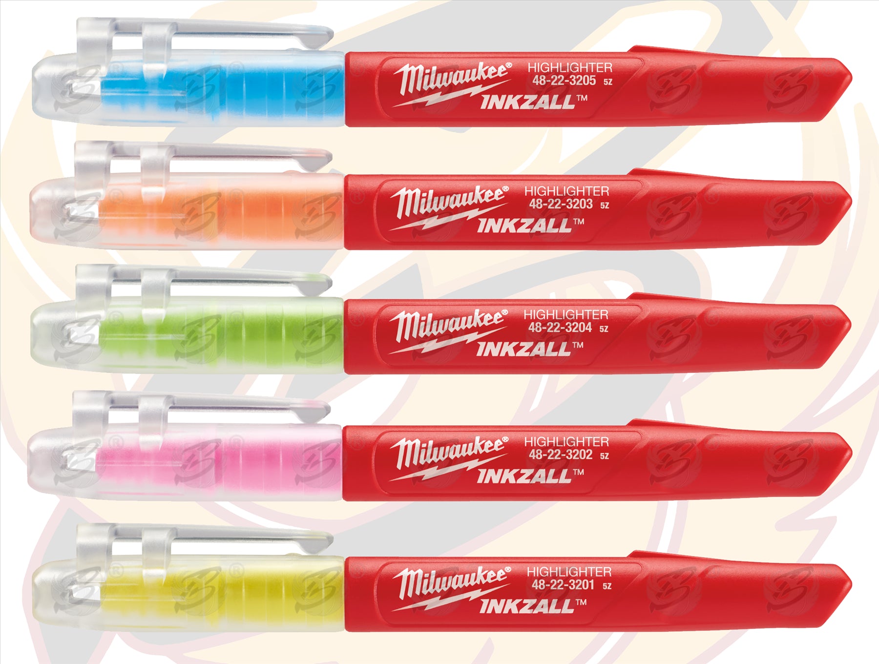 MILWAUKEE INKZALL HIGHLIGHTER PENS ( X 5 )