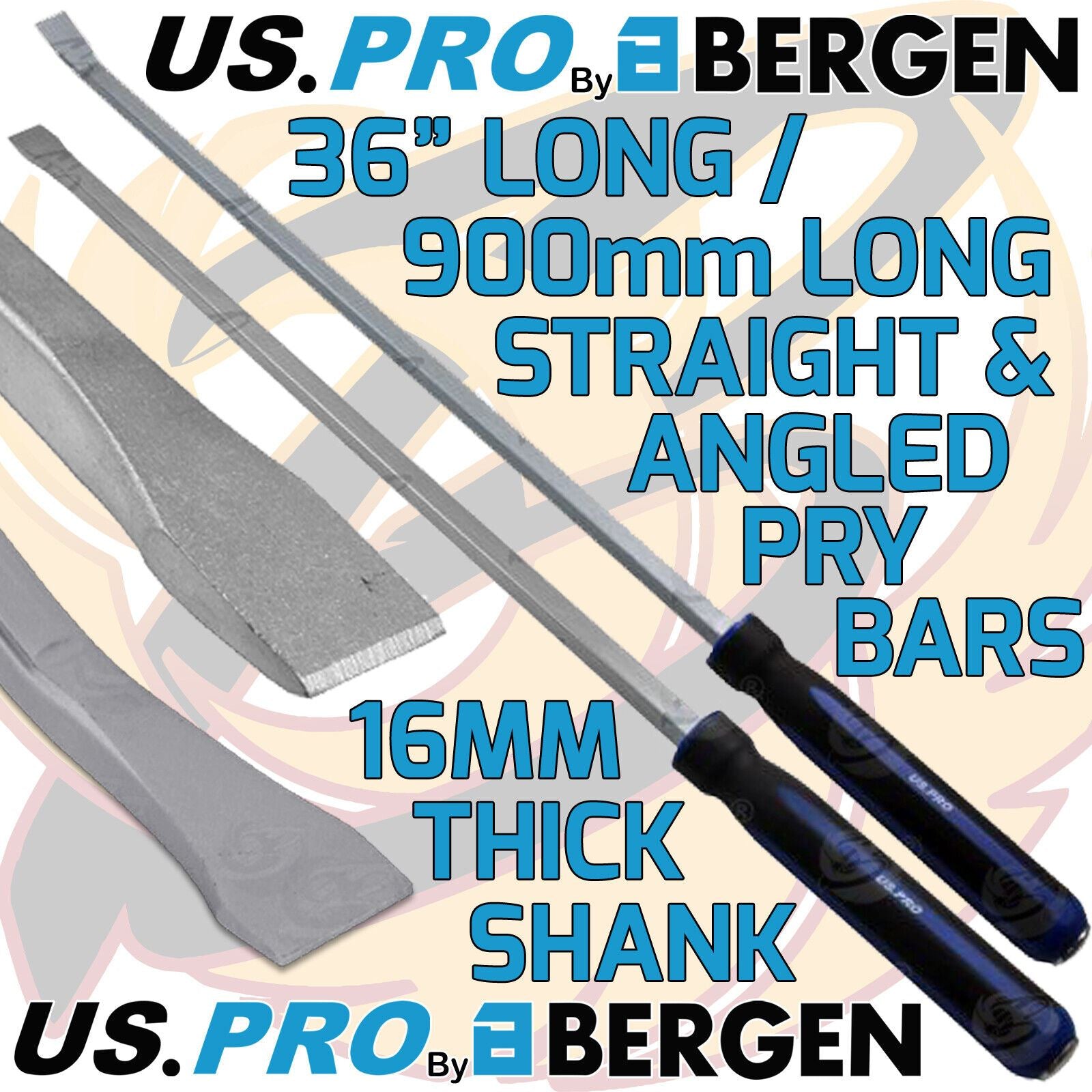 US PRO 36" EXTRA LONG STRAIGHT & ANGLED GO - THROUGH PRY BAR SET