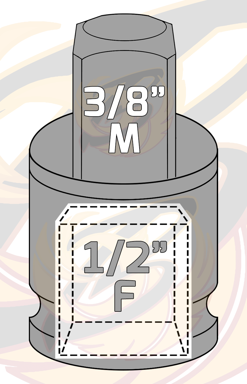 US Pro Impact Socket Ada Pointer 1/2" Drive Down To 3/8" Drive ( 3499 )