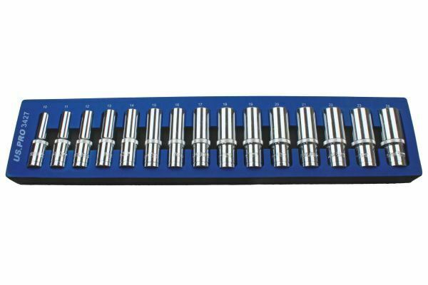 US PRO 15PCS 1/2" DRIVE 12 POINT DEEP SOCKETS 10MM - 24MM