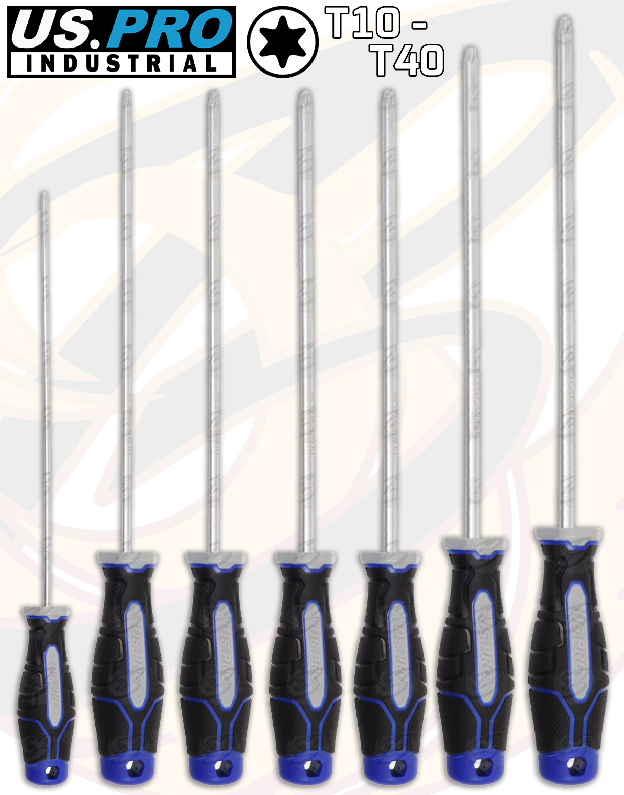 US Pro Industrial 7 Piece Magnetic Torx Screwdrivers T10 - T40 4609