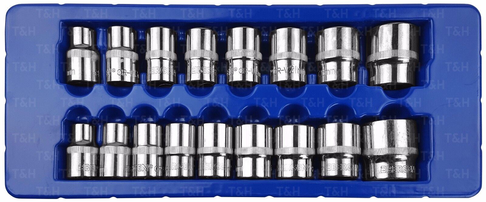 US Pro 17 Piece 1/2" Drive 6 Point Shallow Sockets 10mm - 30mm 1394