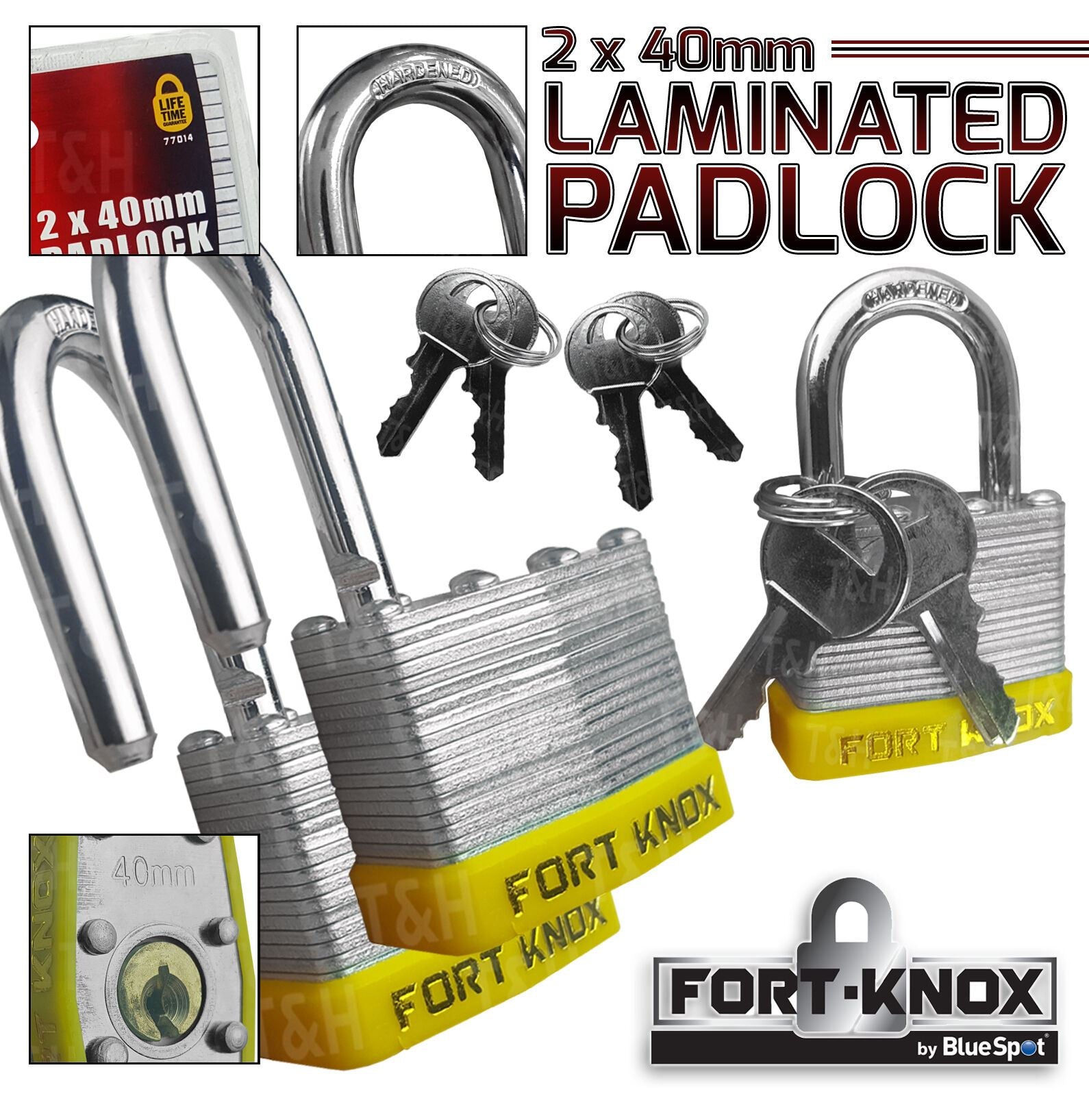 BLUESPOT 2 x 40MM LAMINATED PADLOCKS