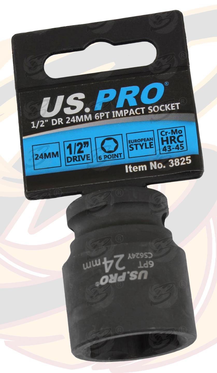 US Pro 24mm 1/2" Drive 6 Point Shallow Impact Socket 3825
