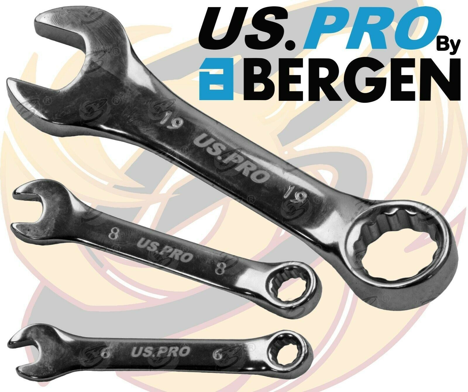 US PRO 14PCS STUBBY COMBINATION SPANNERS 6MM - 19MM