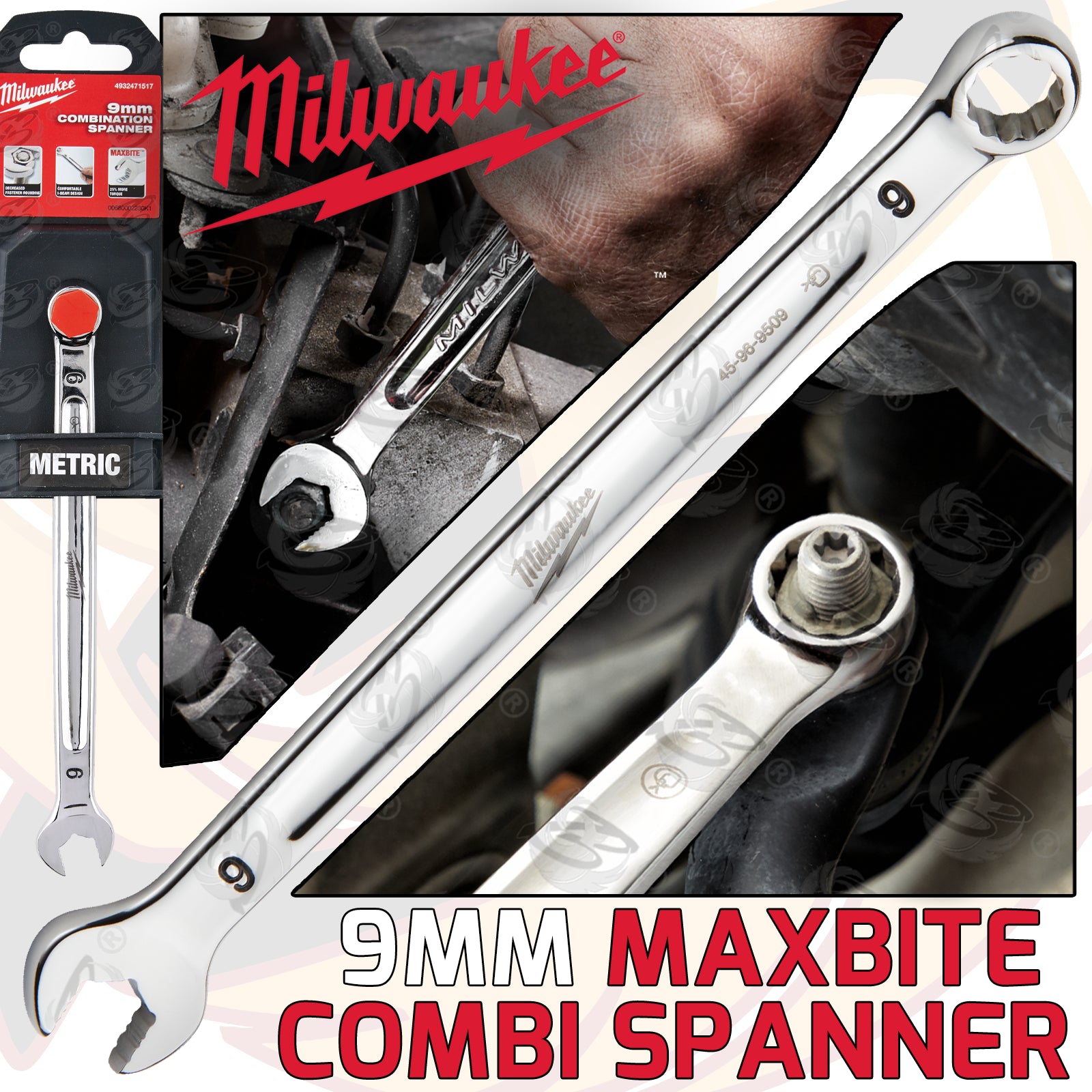 MILWAUKEE 9MM MAXBITE COMBINATION SPANNER