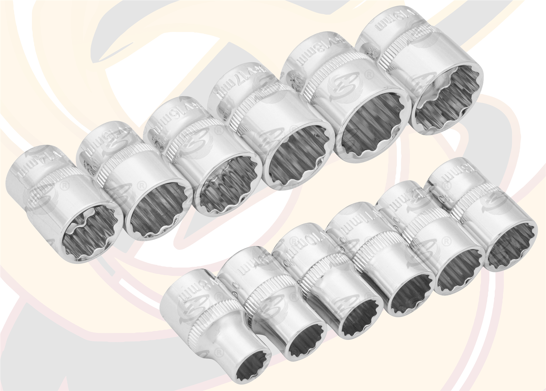 BlueSpot 12 Piece 3/8" Drive 12 Point Shallow Sockets 8mm - 19mm ( 01566 )