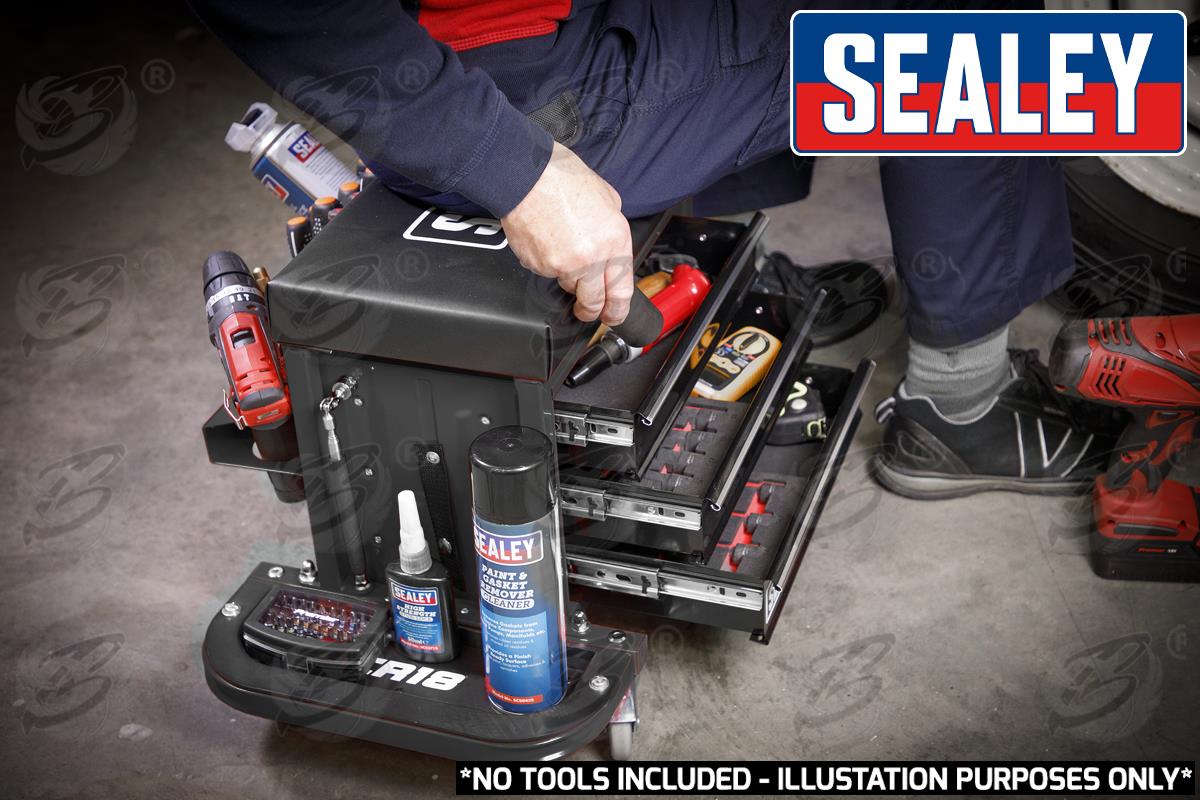 SEALEY MECHANIC STOOL / UTILTIY BOX ( BLACK )