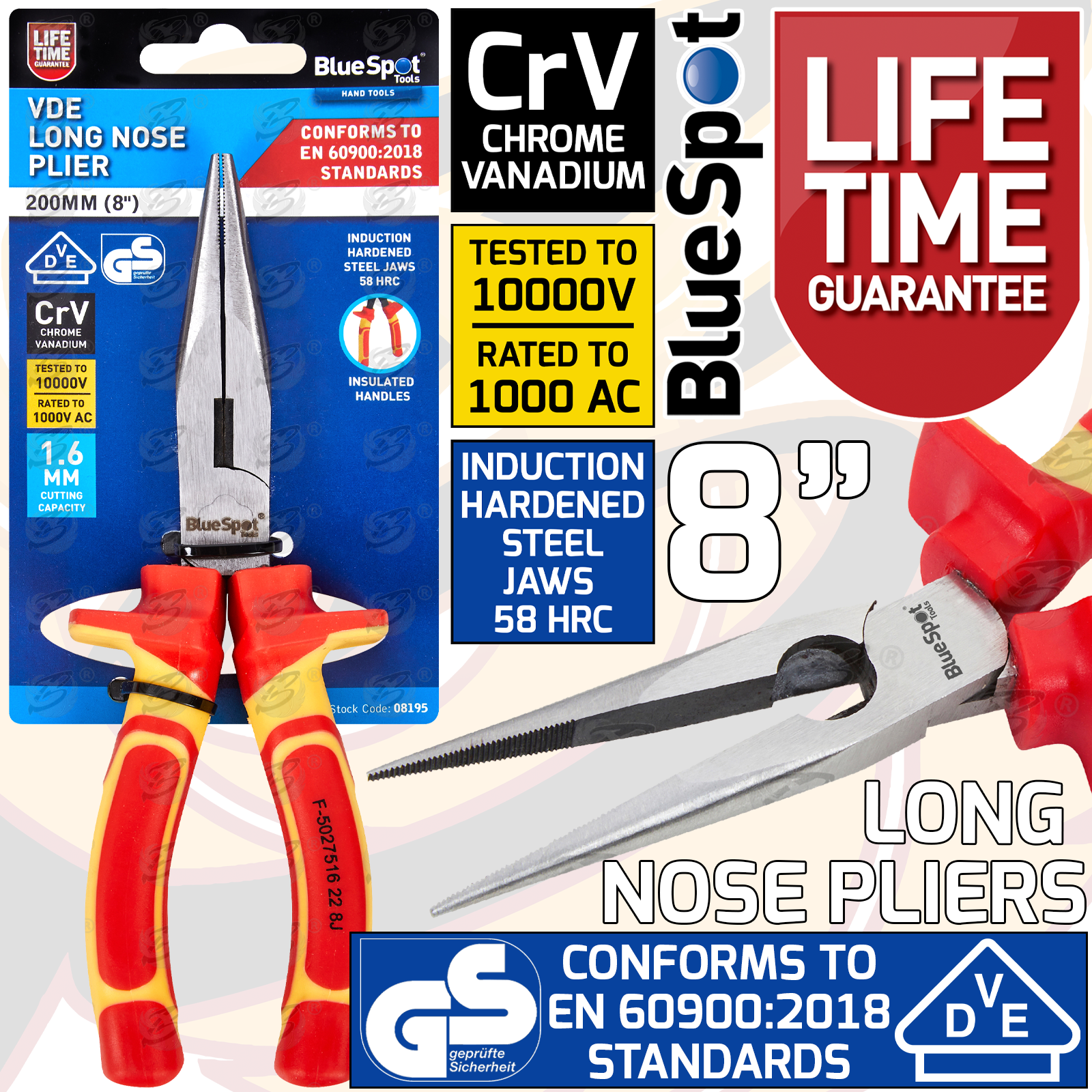 BlueSpot VDE Long Nose Pliers ( 08195 )
