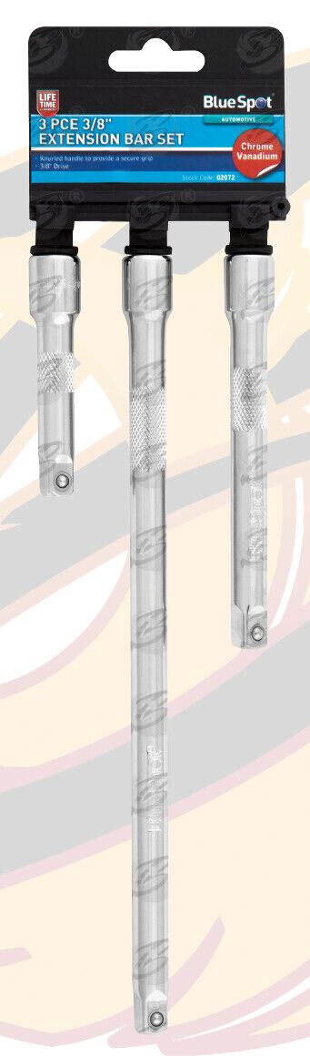 BLUESPOT 3PCS 3/8" DRIVE EXTRA LONG EXTENSION BARS 75MM - 250MM