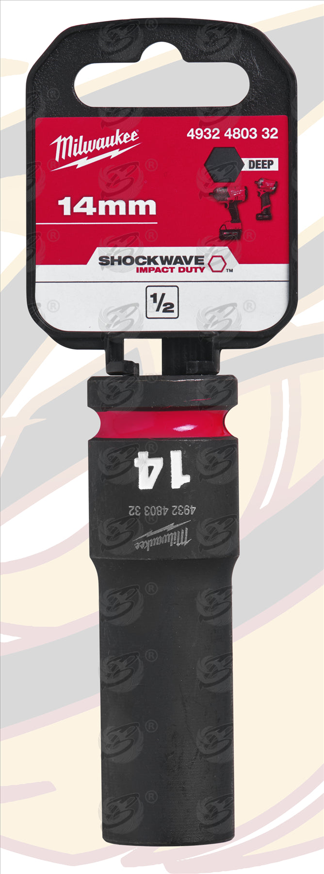 MILWAUKEE 14MM 1/2" DRIVE 6 POINT DEEP IMPACT SOCKET ( SINGLE )