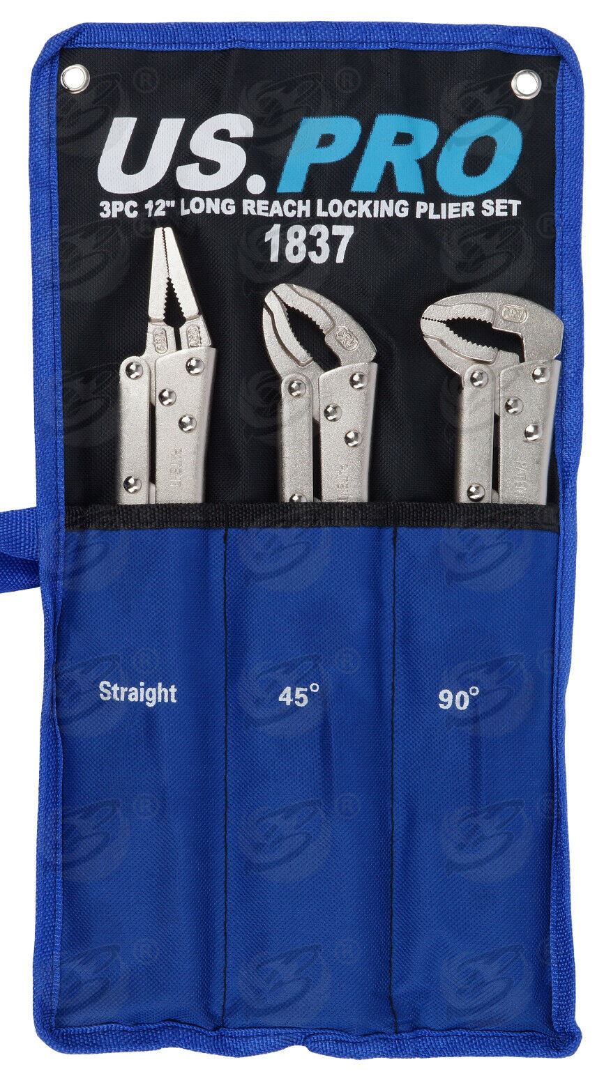 US PRO 3PCS 12" LONG REACH LOCKING PLIERS