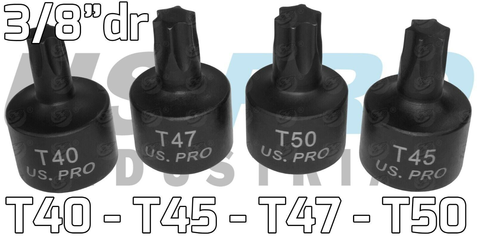 US PRO 10PCS 1/4" & 3/8" DRIVE STUBBY IMPACT TORX BIT SOCKETS T10 - T50