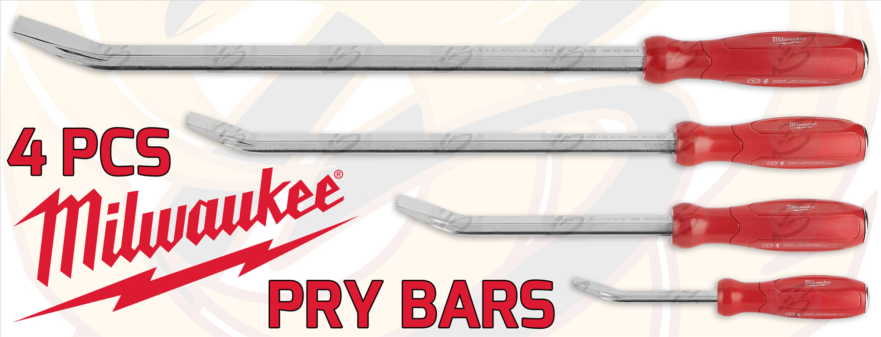 MILWAUKEE 4PCS ALL METAL CORE PRY BAR SET