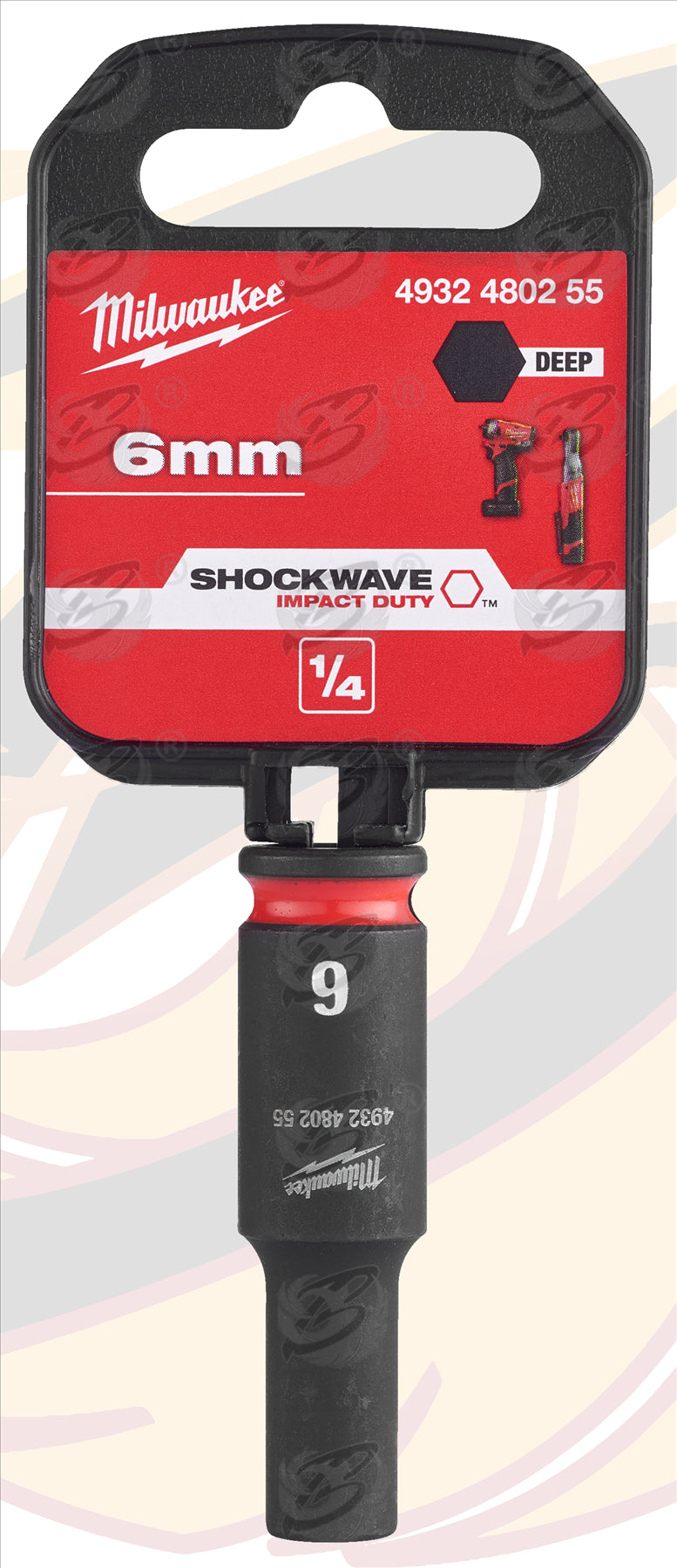 MILWAUKEE 6MM 1/4" DRIVE 6 POINT DEEP IMPACT SOCKET ( SINGLE )