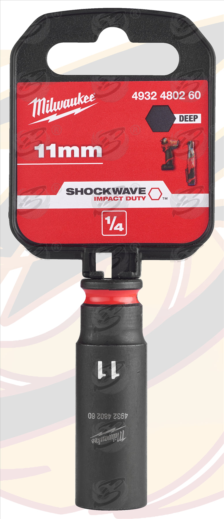 MILWAUKEE 11MM 1/4" DRIVE 6 POINT DEEP IMPACT SOCKET ( SINGLE )