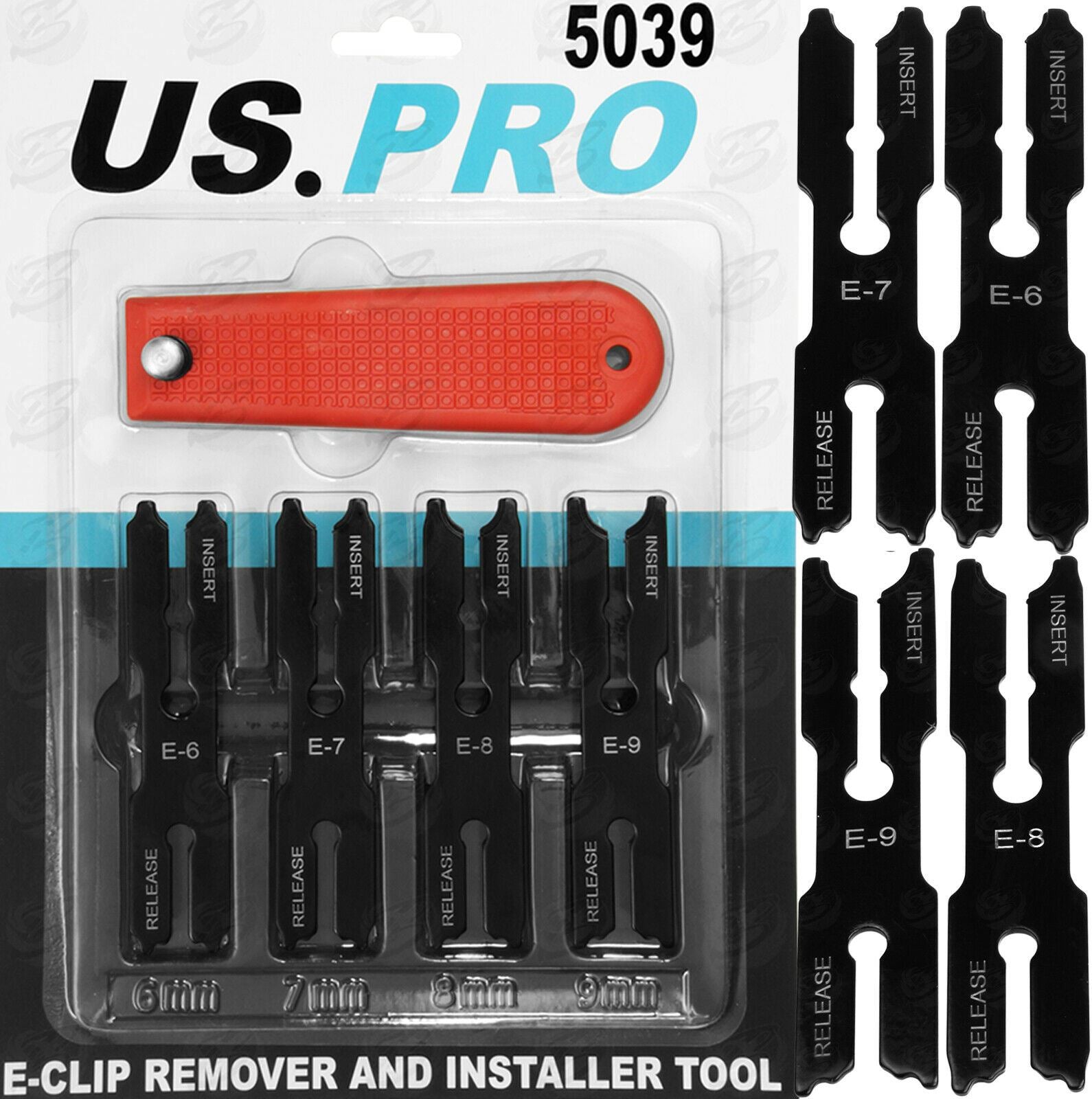 US Pro 5 Piece E Clip Remover & Installer Tool 56 - 57 - E8 - E9 5039
