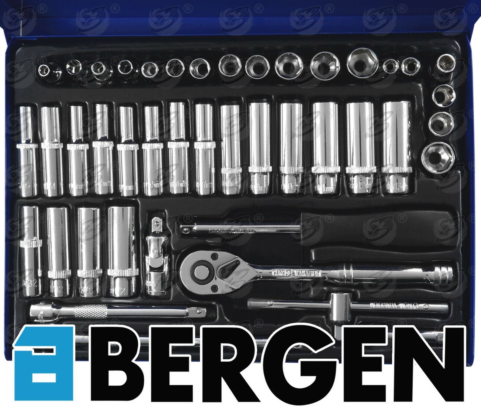 BERGEN 42PC 1/4" DRIVE METRIC & AF SOCKET SET