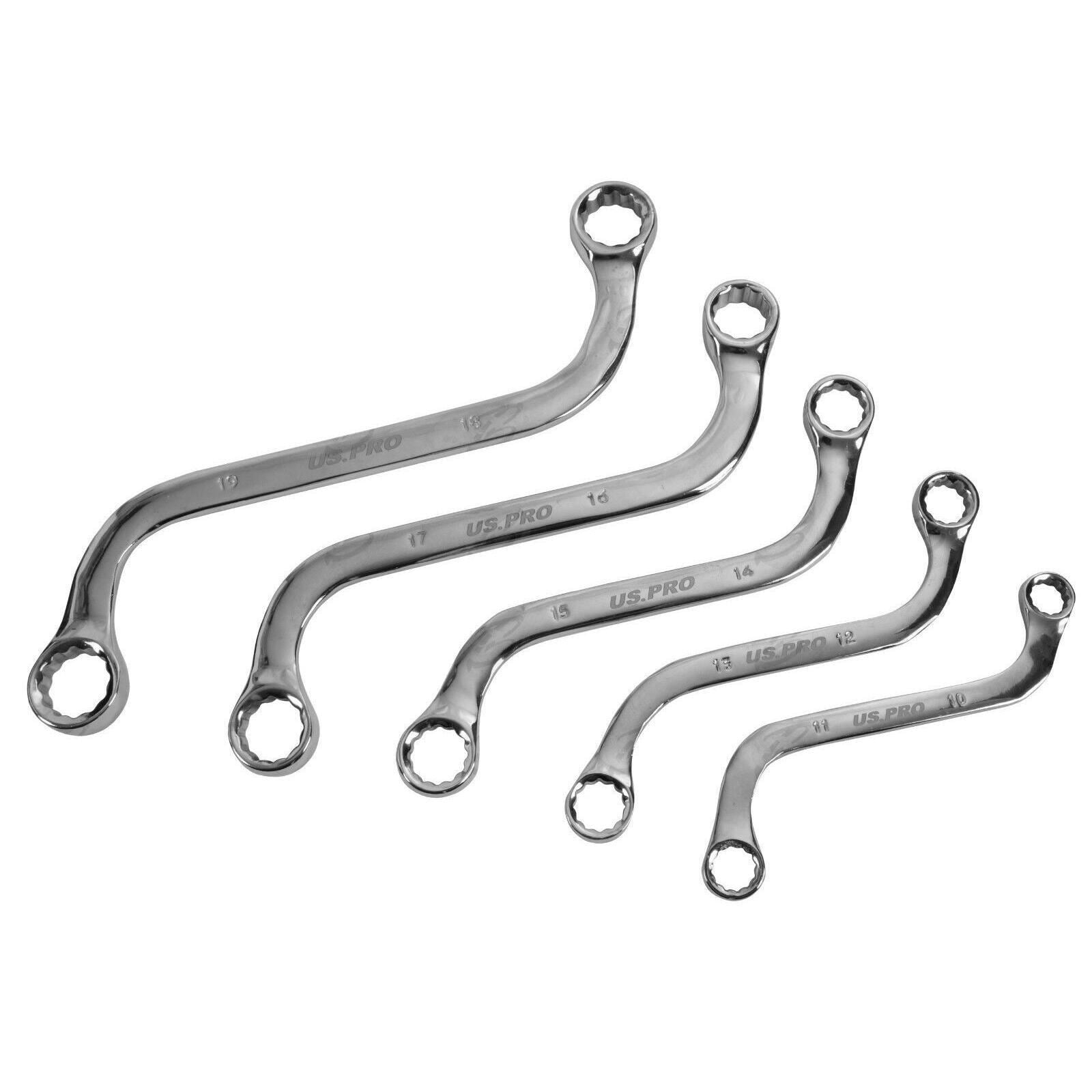 US Pro 5 Piece S Shaped Spanners 10mm - 19mm 2203