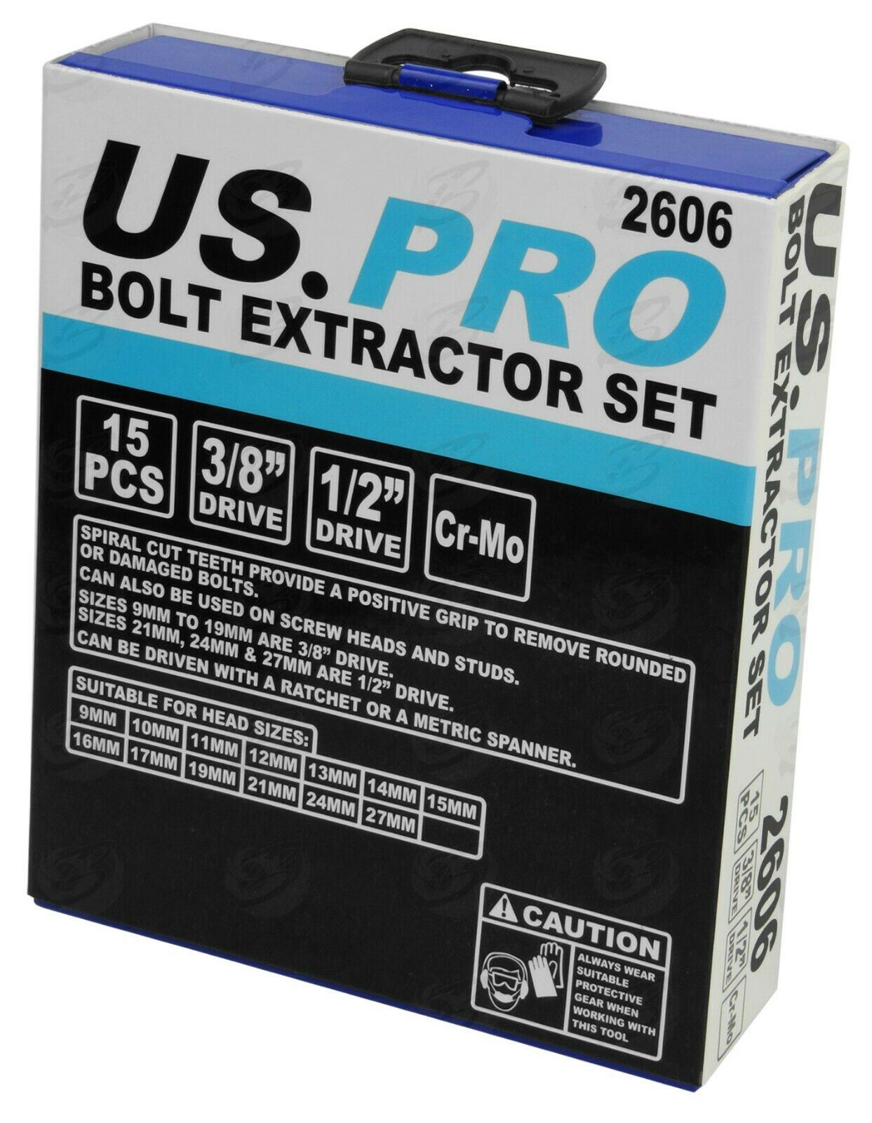 US PRO 15PCS 3/8" & 1/2" DRIVE IMPACT TWIST SOCKETS 9MM - 27MM